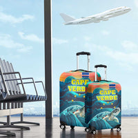 Cape Verde Luggage Cover with Loggerhead Sea Turtle Ocean Sunset Spirit