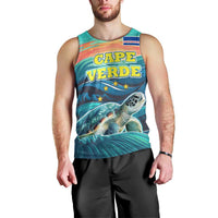 Cape Verde Men Tank Top with Loggerhead Sea Turtle Ocean Sunset Spirit