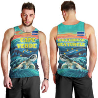 Cape Verde Men Tank Top with Loggerhead Sea Turtle Ocean Sunset Spirit