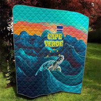 Cape Verde Quilt with Loggerhead Sea Turtle Ocean Sunset Spirit