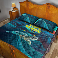 Cape Verde Quilt Bed Set with Loggerhead Sea Turtle Ocean Sunset Spirit