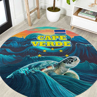 Cape Verde Round Carpet with Loggerhead Sea Turtle Ocean Sunset Spirit
