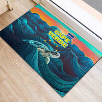 Cape Verde Rubber Doormat with Loggerhead Sea Turtle Ocean Sunset Spirit