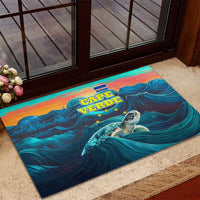 Cape Verde Rubber Doormat with Loggerhead Sea Turtle Ocean Sunset Spirit