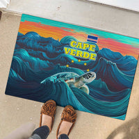 Cape Verde Rubber Doormat with Loggerhead Sea Turtle Ocean Sunset Spirit