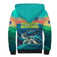 Cape Verde Sherpa Hoodie with Loggerhead Sea Turtle Ocean Sunset Spirit