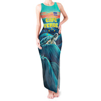 Cape Verde Tank Maxi Dress with Loggerhead Sea Turtle Ocean Sunset Spirit