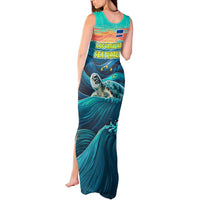 Cape Verde Tank Maxi Dress with Loggerhead Sea Turtle Ocean Sunset Spirit