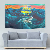 Cape Verde Tapestry with Loggerhead Sea Turtle Ocean Sunset Spirit