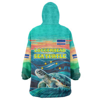 Cape Verde Wearable Blanket Hoodie with Loggerhead Sea Turtle Ocean Sunset Spirit
