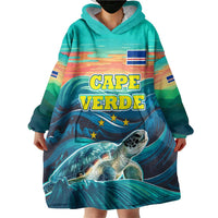 Cape Verde Wearable Blanket Hoodie with Loggerhead Sea Turtle Ocean Sunset Spirit