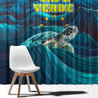 Cape Verde Window Curtain with Loggerhead Sea Turtle Ocean Sunset Spirit