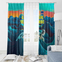 Cape Verde Window Curtain with Loggerhead Sea Turtle Ocean Sunset Spirit