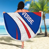 Cape Verde Beach Blanket with Blue Red Flag Nós Kretxeu Spirit