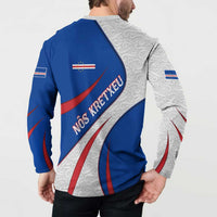 Cape Verde Button Sweatshirt with Blue Red Flag Nós Kretxeu Spirit