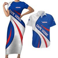 Cape Verde Couples Matching Short Sleeve Bodycon Dress and Hawaiian Shirt with Blue Red Flag Nós Kretxeu Spirit