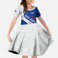 Cape Verde Family Matching Off The Shoulder Long Sleeve Dress and Hawaiian Shirt with Blue Red Flag Nós Kretxeu Spirit