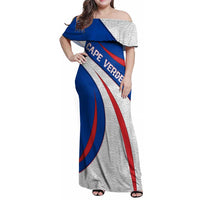Cape Verde Family Matching Off Shoulder Maxi Dress and Hawaiian Shirt with Blue Red Flag Nós Kretxeu Spirit