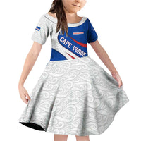 Cape Verde Family Matching Off Shoulder Short Dress and Hawaiian Shirt with Blue Red Flag Nós Kretxeu Spirit