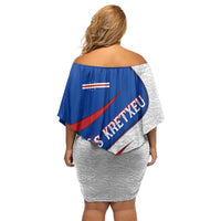 Cape Verde Family Matching Off Shoulder Short Dress and Hawaiian Shirt with Blue Red Flag Nós Kretxeu Spirit