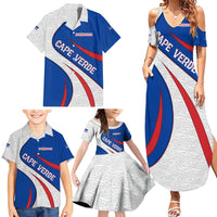 Cape Verde Family Matching Summer Maxi Dress and Hawaiian Shirt with Blue Red Flag Nós Kretxeu Spirit