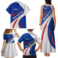 Cape Verde Family Matching Tank Maxi Dress and Hawaiian Shirt with Blue Red Flag Nós Kretxeu Spirit