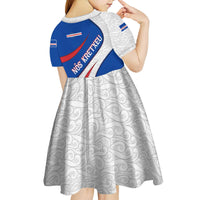 Cape Verde Kid Short Sleeve Dress with Blue Red Flag Nós Kretxeu Spirit