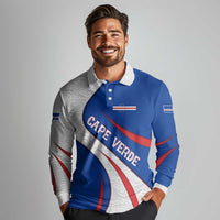 Cape Verde Long Sleeve Polo Shirt with Blue Red Flag Nós Kretxeu Spirit