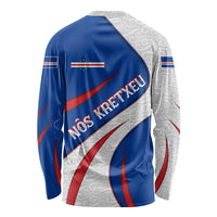 Cape Verde Long Sleeve Shirt with Blue Red Flag Nós Kretxeu Spirit