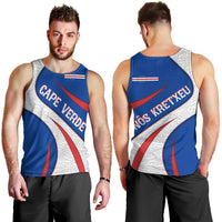 Cape Verde Men Tank Top with Blue Red Flag Nós Kretxeu Spirit