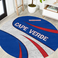Cape Verde Round Carpet with Blue Red Flag Nós Kretxeu Spirit
