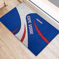 Cape Verde Rubber Doormat with Blue Red Flag Nós Kretxeu Spirit