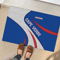 Cape Verde Rubber Doormat with Blue Red Flag Nós Kretxeu Spirit