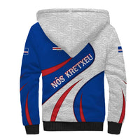 Cape Verde Sherpa Hoodie with Blue Red Flag Nós Kretxeu Spirit