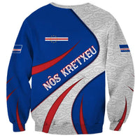 Cape Verde Sweatshirt with Blue Red Flag Nós Kretxeu Spirit