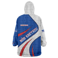 Cape Verde Wearable Blanket Hoodie with Blue Red Flag Nós Kretxeu Spirit