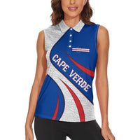 Cape Verde Women Sleeveless Polo Shirt with Blue Red Flag Nós Kretxeu Spirit