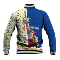 Cape Verde Baseball Jacket with Kingfisher Bird Floral Flag Spirit