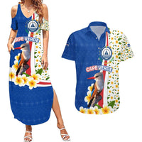 Cape Verde Couples Matching Summer Maxi Dress and Hawaiian Shirt with Kingfisher Bird Floral Flag Spirit
