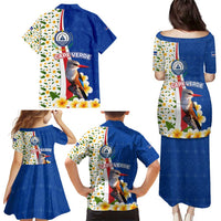 Cape Verde Family Matching Puletasi and Hawaiian Shirt with Kingfisher Bird Floral Flag Spirit