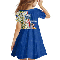 Cape Verde Kid Short Sleeve Dress with Kingfisher Bird Floral Flag Spirit