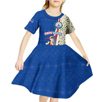 Cape Verde Kid Short Sleeve Dress with Kingfisher Bird Floral Flag Spirit