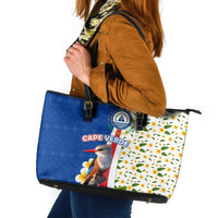 Cape Verde Leather Tote Bag with Kingfisher Bird Floral Flag Spirit