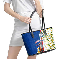 Cape Verde Leather Tote Bag with Kingfisher Bird Floral Flag Spirit