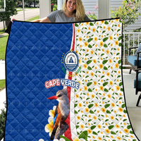 Cape Verde Quilt with Kingfisher Bird Floral Flag Spirit