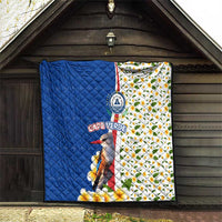 Cape Verde Quilt with Kingfisher Bird Floral Flag Spirit
