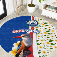 Cape Verde Round Carpet with Kingfisher Bird Floral Flag Spirit