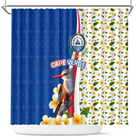 Cape Verde Shower Curtain with Kingfisher Bird Floral Flag Spirit