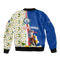 Cape Verde Sleeve Zip Bomber Jacket with Kingfisher Bird Floral Flag Spirit