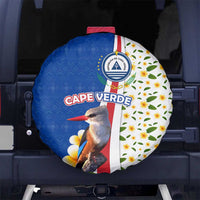 Cape Verde Spare Tire Cover with Kingfisher Bird Floral Flag Spirit